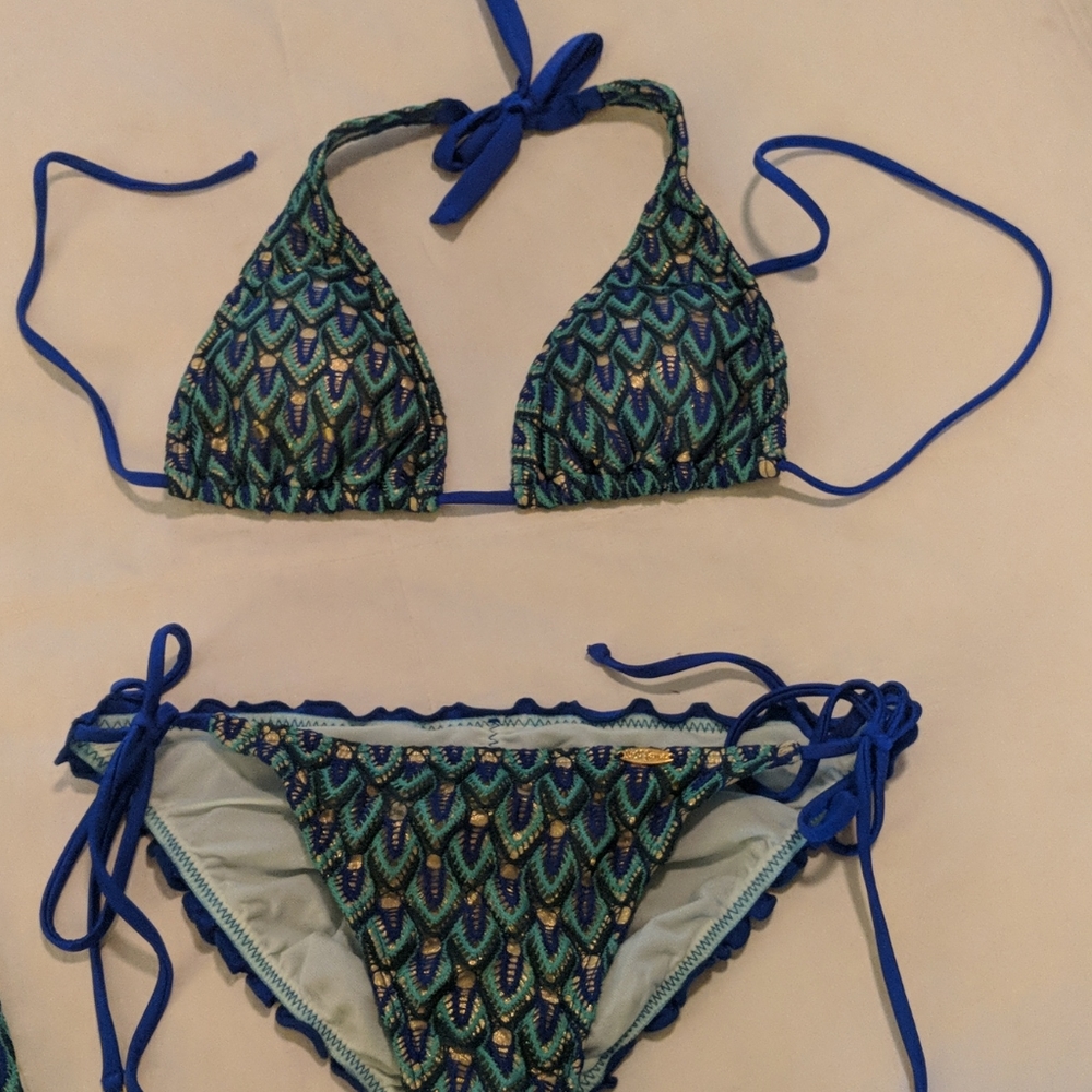 Luli Fama Bikini and mesh coverup pants